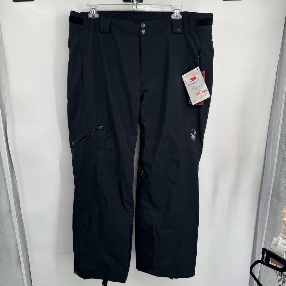 Spyder Dare Athletic Ski Snow Pants Mens 2XL Black 3M Thinsulate Waterproof New